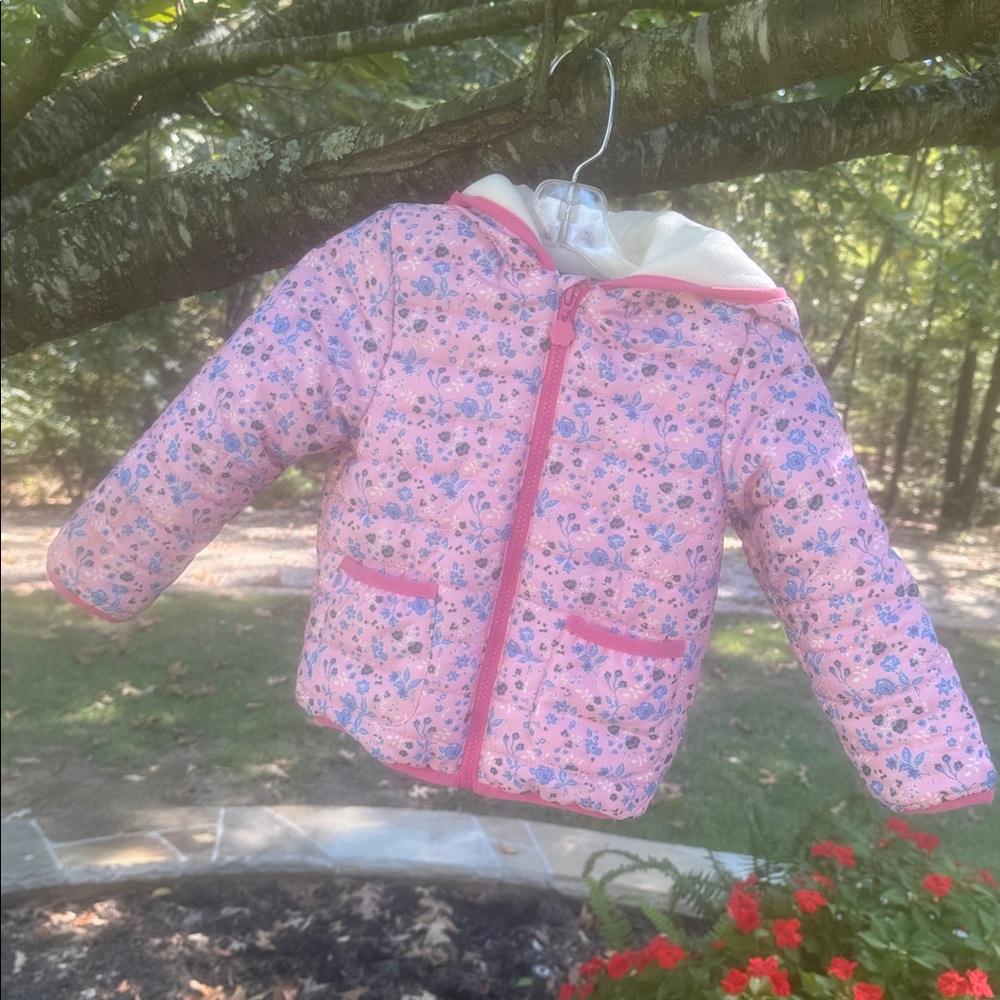 Kensie Girl Cream & Pink Fleece Hoody Jacket
